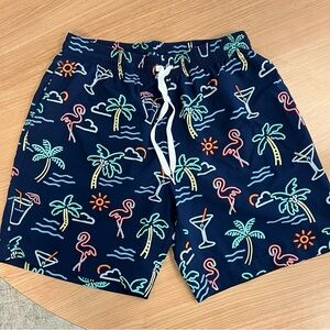 Chubbies Navy Print Swim Shorts 7” inseam Men’s Medium “the Neon lights”